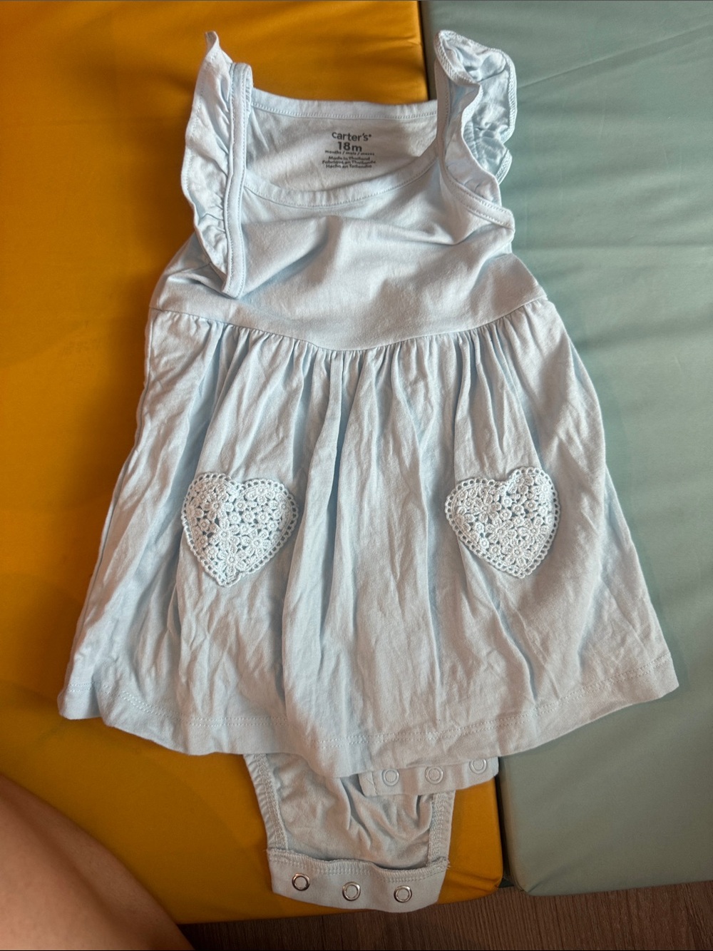 Carter's Pale Blue Ruffle Heart Dress Bodysuit